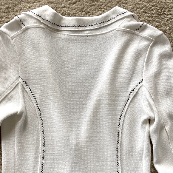 White One Button Blazer Sweater Jacket - Picture 8 of 9